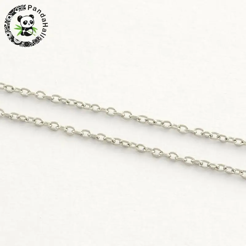 

Stainless Steel Cross Chains, Stainless Steel Color, 2x1.5x0.4mm; about 25m/roll
