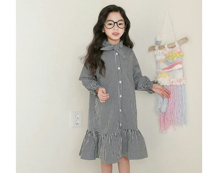little girls pink dress black long plaid shirts 2018 fall girl dresses kids mermaid school teenage children clothing autumn 2018 (12)