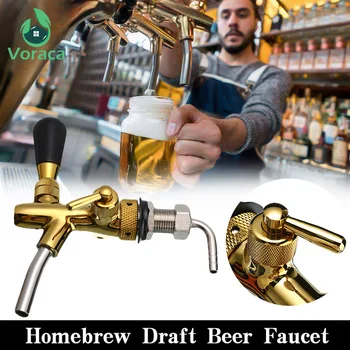 

G5/8 Beer Tap Faucet Golden Stainless Steel Adjustable Draft Beer Faucet Shank With Chrome Plating Tap Dispenser Homebrew Beer