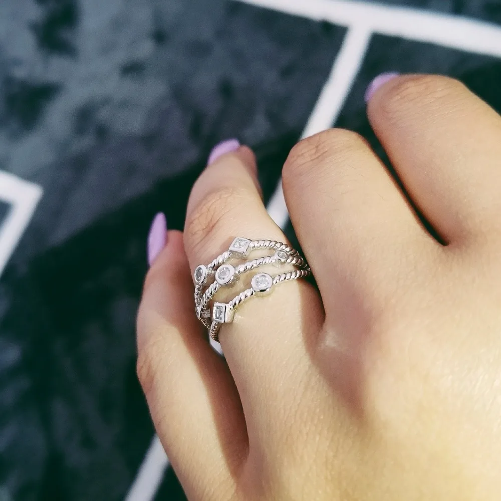 

Moonso New Design!925 Sterling Silver Wedding Engagement Finger Rings for Women Vantage Jewelry R4319