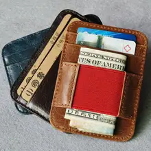Эластичный держатель для карт Кожаный кредитный держатель для карт мини дорожный кошелёк для банковских карт мужской минималистичный кошелек качественный кошелек дешево