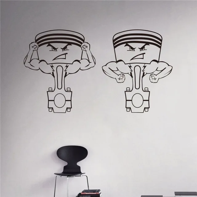 Motor Pistons Wall Decal Auto Machine Vinyl Sticker Home Interior Garage Decor Removable Decor Wall Art Custom Decals