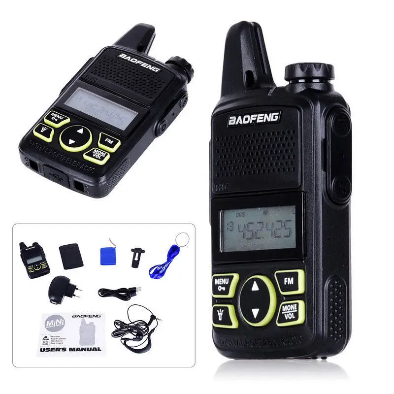 2 шт./лот Baofeng bf t1 walkie talkie мини детское радио uhf Портативное двухстороннее UHF 400 470MHz FM