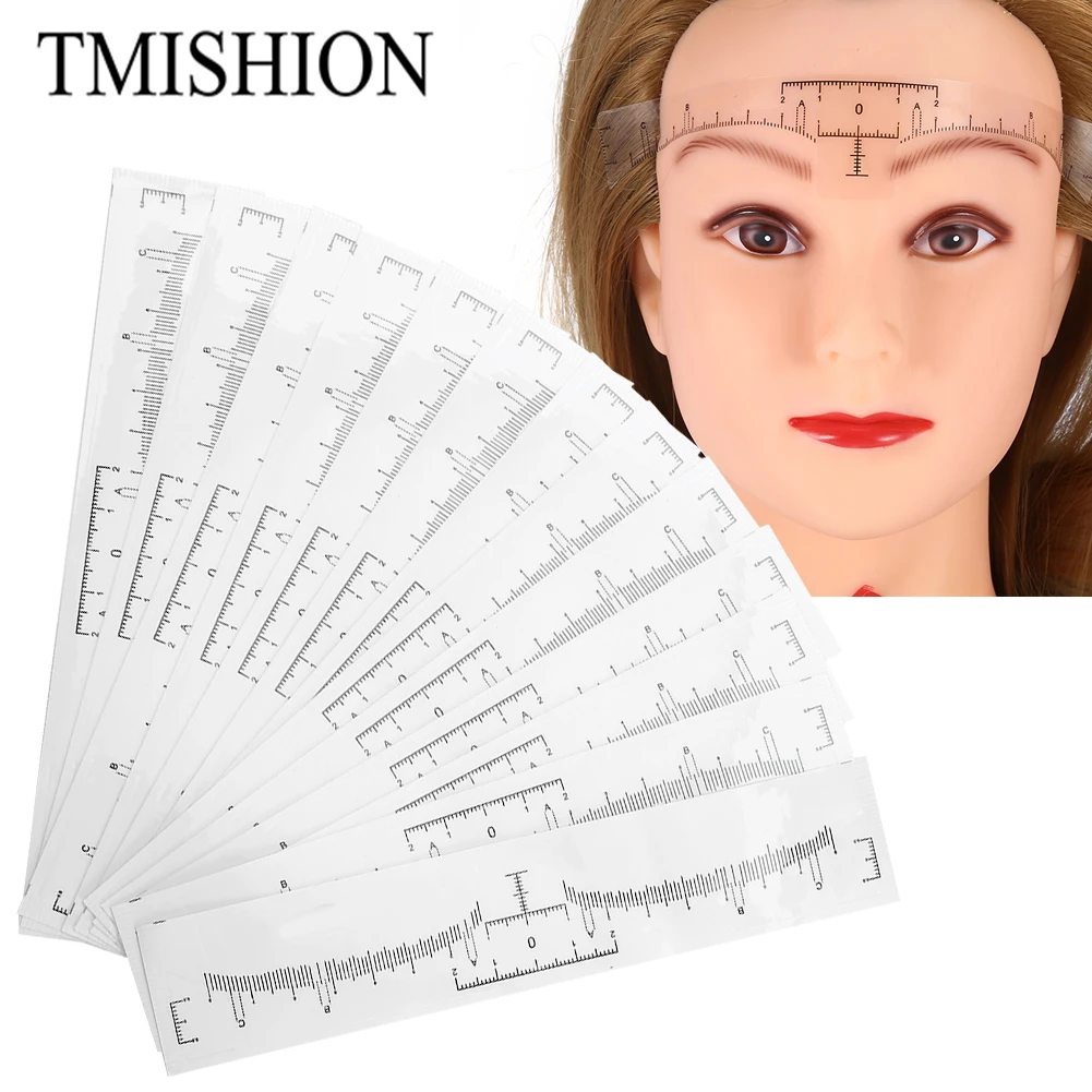 

50pcs Disposable Eyebrow Ruler Sticker Eyebrow Shaping Tool Eyebrow Tattoo Makeup Measurement Stencil Template Microblading