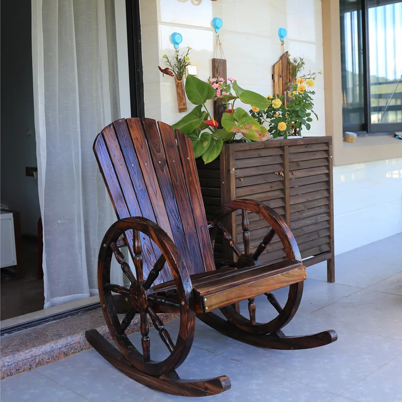 Вагон колеса дерево Адирондак-стиль садовый стул садовая мебель качалка кресло качалка патио садовая деревянная скамейка уличная мебель
