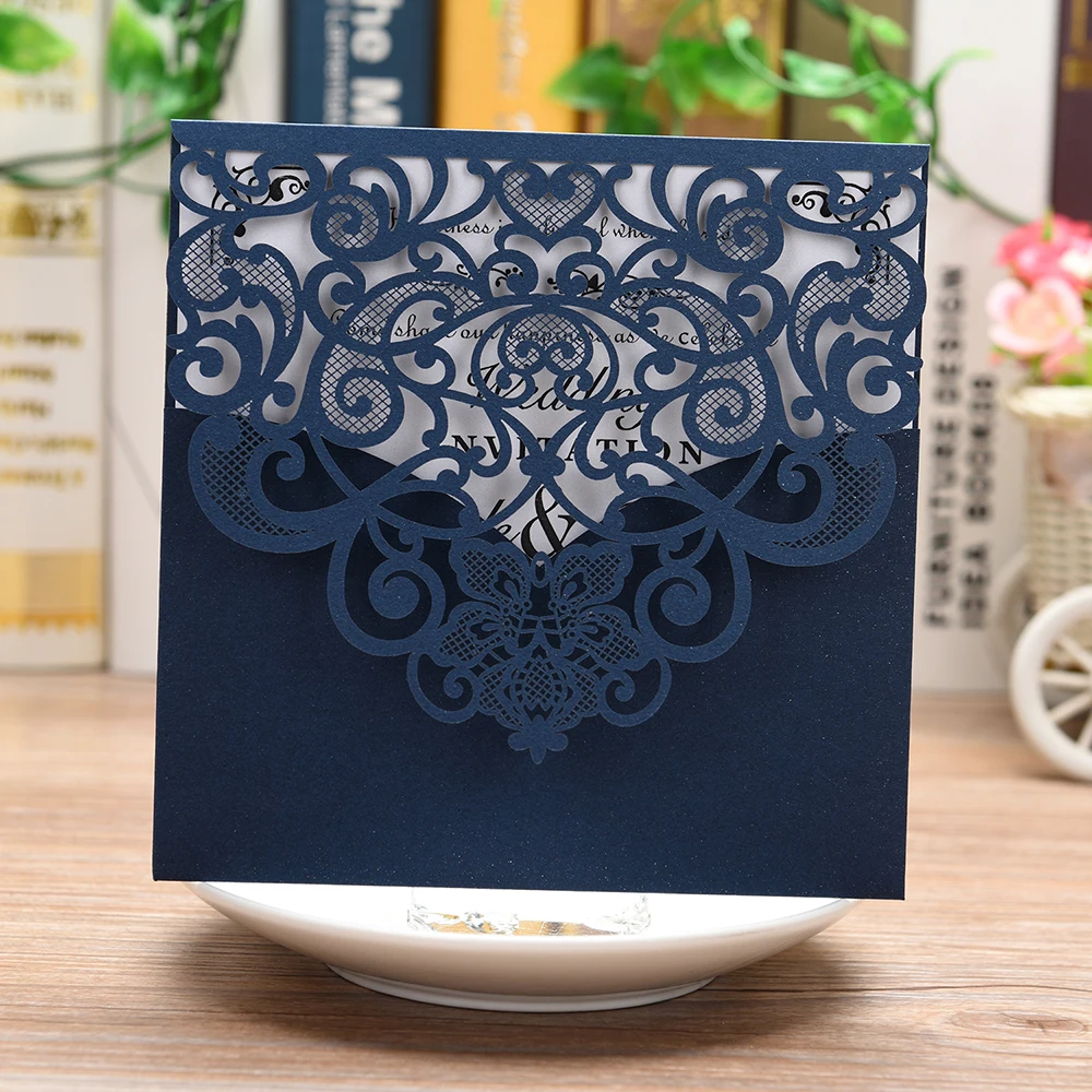  100 PCS Laser Cut Wedding Invitations Card Kit with Blank Printable Paper for Wedding announcementB - 33042318243