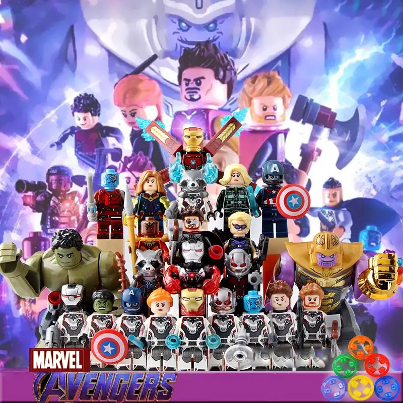 Legoing Marvel Avengers Endgame Thanos Super Heroes Thor Iron Man Captain America Harry Quinn Building Blocks figures kids toys