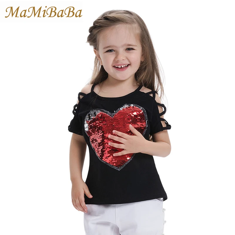 Buy Cotton Summer Baby Girls T shirt With Sequins 2018