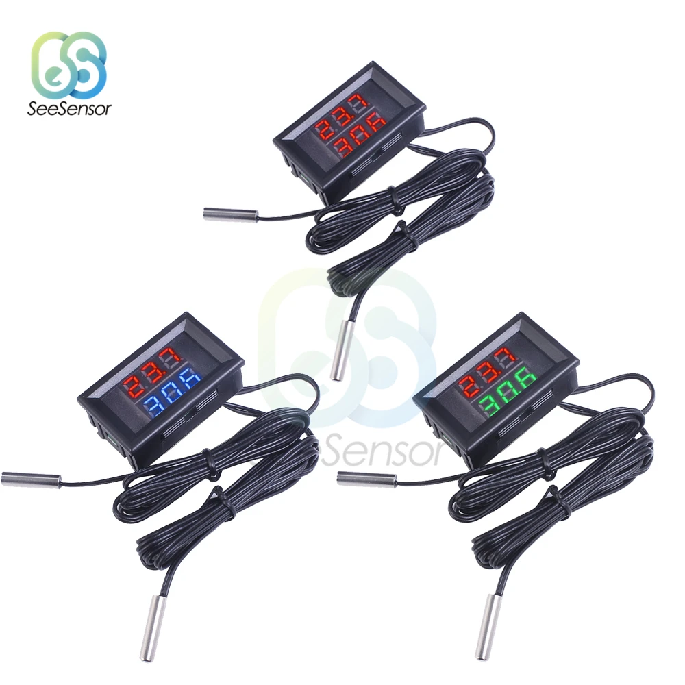 

Mini DC 4-28V Dual Display Digital Thermometer with NTC Waterproof Metal Probe Temperature Sensor Tester for Car Room Indoor