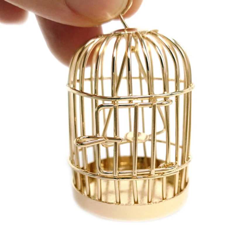 Doll House Miniature Vintage Birdcage special listing Dollhouse Miniature 1:12 White Bird Cage with Stand And Movable Door