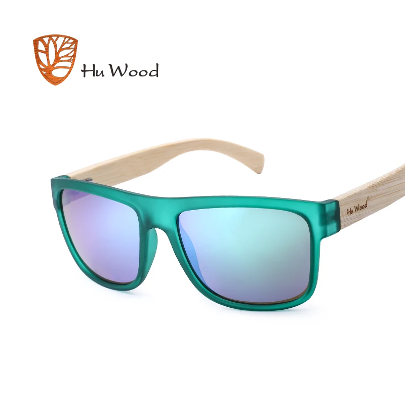 HU WOOD, Новое поступление, морские градиентные солнцезащитные очки для мужчин, бамбуковые солнцезащитные очки, красные, UV400 линзы, модные, для вождения, GR8010 - Цвет линз: 4