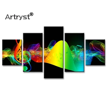 

Modern 5pcs Modular Large Canvas Mural Colorful Musical Symbol Poster HD Print Canvas Painting Wall Art for Living Room Decor