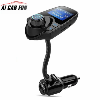 

T10 Wireless In-Car Bluetooth FM Transmitter Radio Adapter Car Kit with 1.44 Inch Display and USB Car Charger
