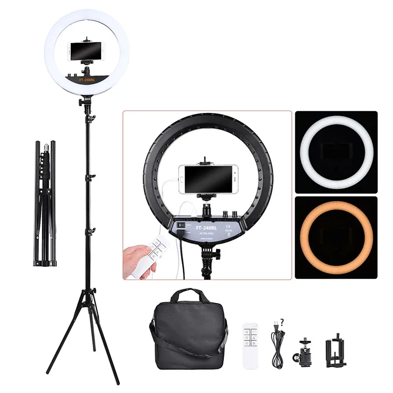  Fosoto FT-240RL 14 Inch Photographic Lighting 3200-5600K Ring lamp Camera Photo Studio Phone led Ri - 32983208117