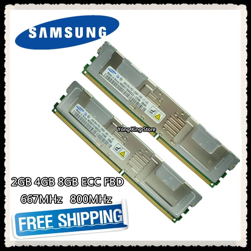 Samsung DDR2 2 ГБ 4 ГБ 8 ГБ 667 МГц 800 МГц Серверная память pc2-5300f 6400F ECC FBD FB-DIMM полностью буферизированная оперативная память 240pin 5300 6400 4G 8G