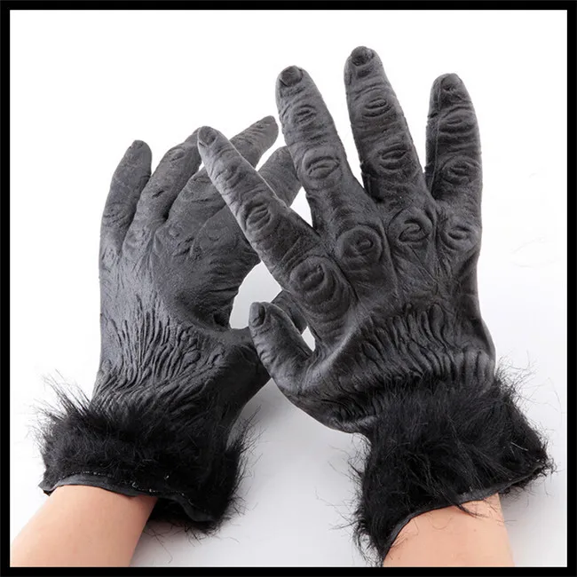 HALLOWEEN ADULT MONKEY APE GORILLA GLOVES HANDS PROP