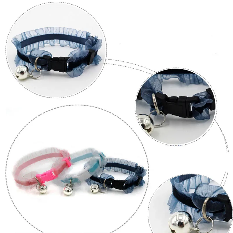 Pet Cat Dog Collar Kitten Bells Safety Cute Lace Stretch Quick Release Pet Puppy Cat Collar Supplies Soft Collar Pet Cat Dog Collar Kitten Bells Safety Cute Lace Stretch Quick Release Pet Puppy Cat Collar Supplies Soft Collar