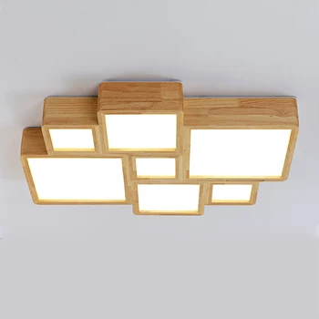 

Box original solid wood ceiling lights Personality fashion modern minimalist living room Home lighting bedroom Ceiling lamps ZA