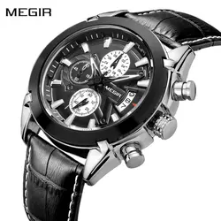 Relogio Masculino мужские s часы лучший бренд класса люкс мужские военные спортивные часы мужские кожаные кварцевые часы erkek kol saati MEGIR 2020