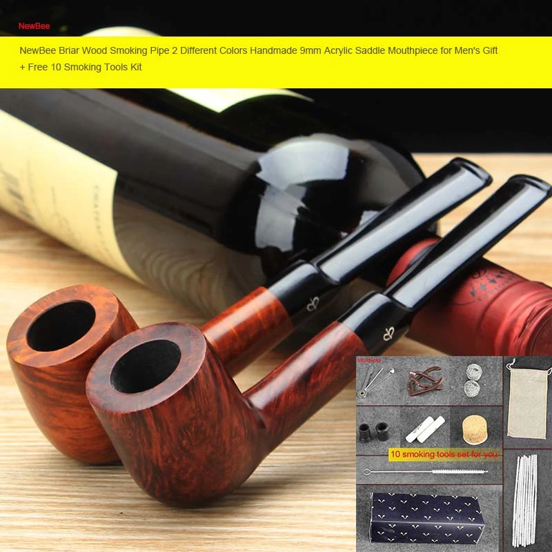 RU NewBee Free 10 Tools Briar Wood Smoking Pipe Different Colors