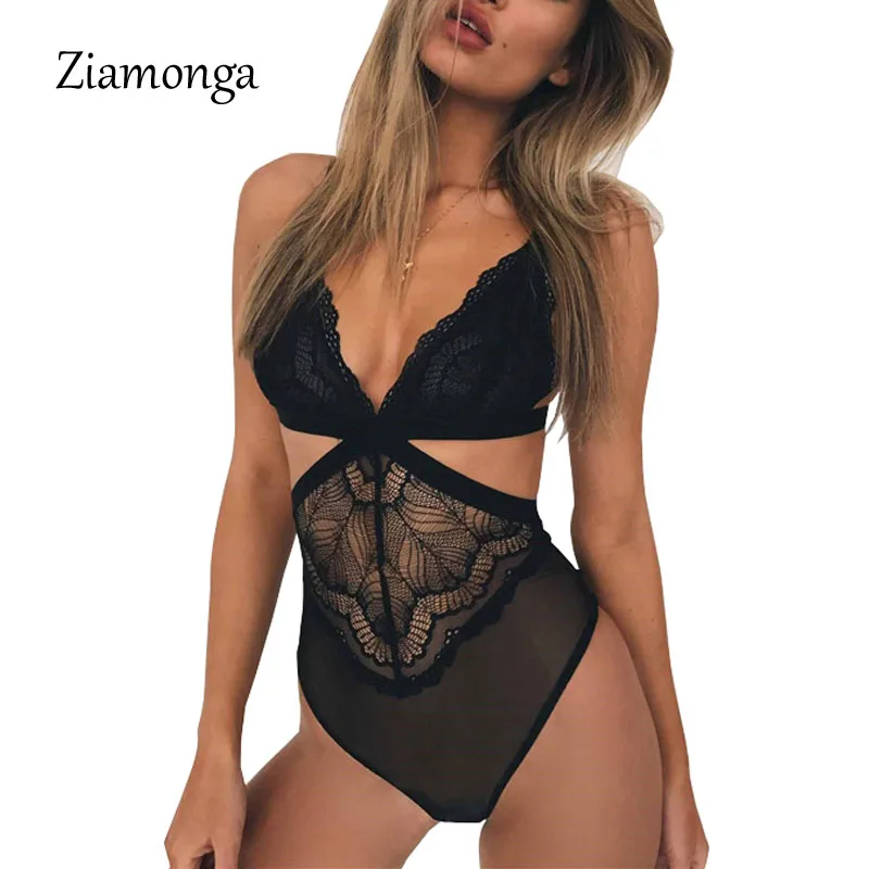 Black Ziamonga, черный, белый, кружевной женский комбинезон с открытой спиной, прозрачный, сексуальный, боди, комбинезон,, Облегающий комбинезон - Цвет: Black