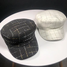 HT2041 осень-зима шляпа Кепки s для Для женщин ретро Винтаж Flat Top армейская Кепка художник Художник Sailor Кепки Таин газетчик Кепки берет