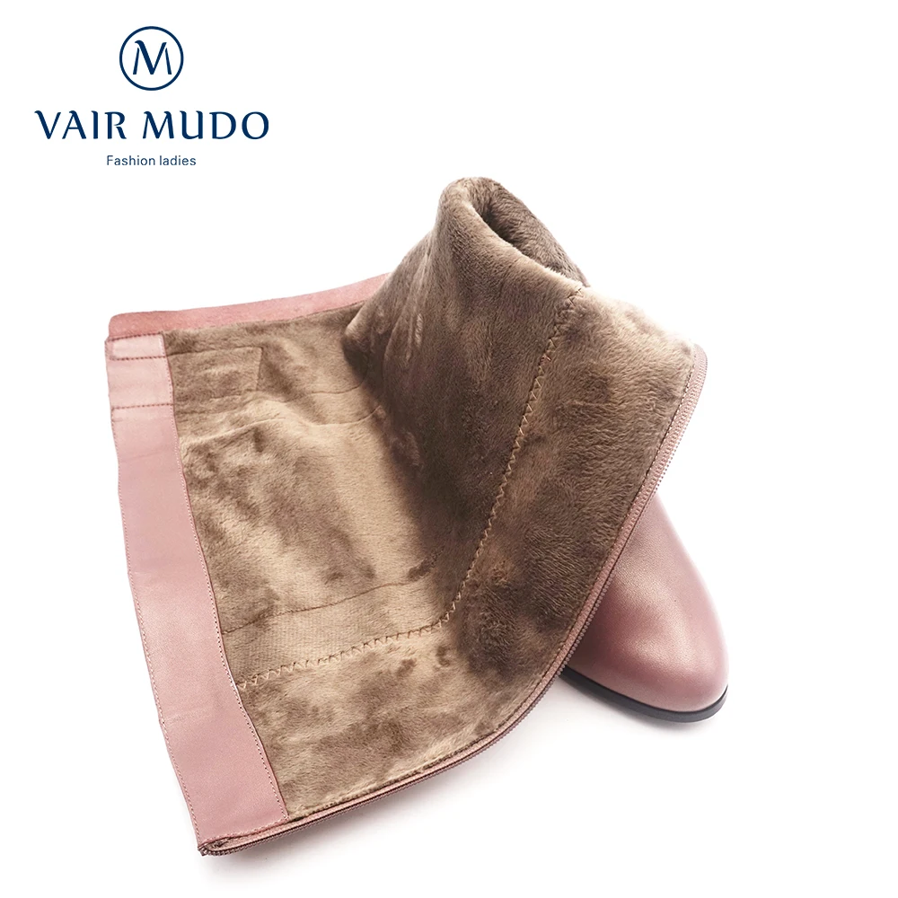 VAIR MUDO/Сапоги до колена; теплые удобные женские зимние сапоги из натуральной кожи на толстом высоком каблуке с коротким плюшем; Наивысшее качество; ZT4
