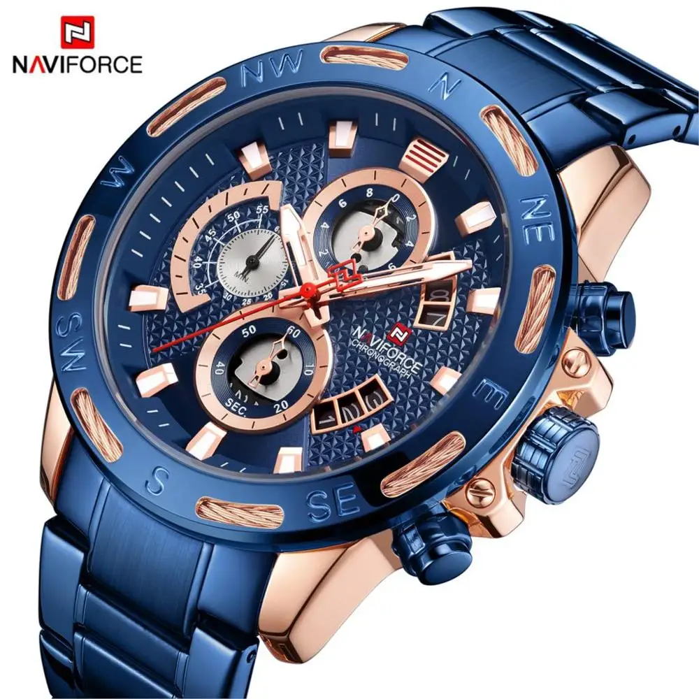 NAVIFORCE мужские часы Топ люксовый бренд водонепроницаемые спортивные наручные