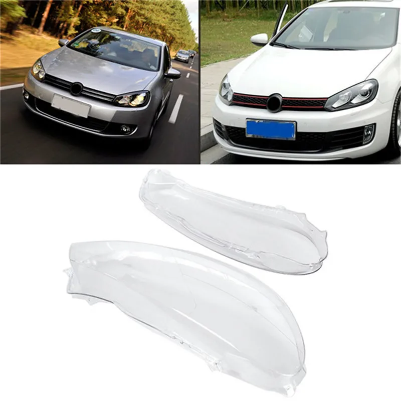 

2pcs Left & Right Car Front Headlight Headlamp Clear Lens Lamp Cover For VW Golf 6 10-14 HOT
