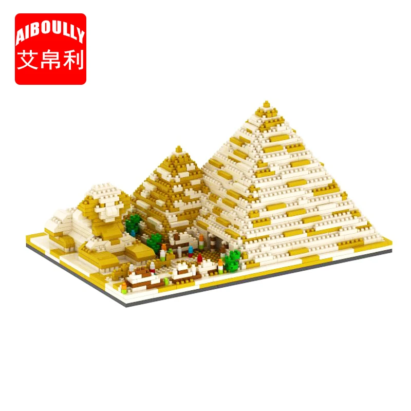 

AIBOULLY 059 World Famous Architecture Pyramids Egypt Gold Tower 3D Model Mini Diamond Building Nano Blocks Bricks Assembly Toys
