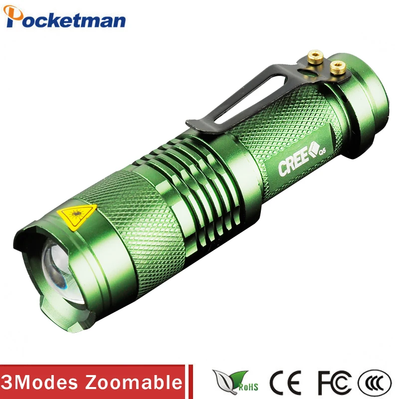

high-quality Mini Green LED Flashlight Zoomable LED Torch flashlight torches light lamps