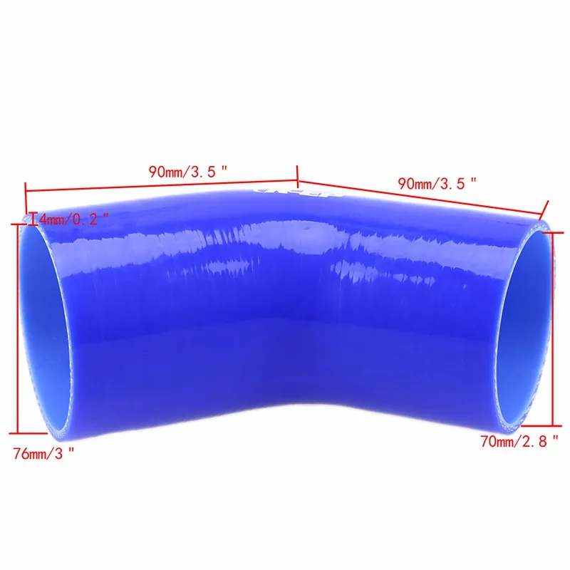 Posbay Регулируемый 38-76 мм 1," до 3" 45 градусов синий Локоть силиконовый шланг труба турбо впускной шланг трубка аксессуары для стайлинга автомобилей