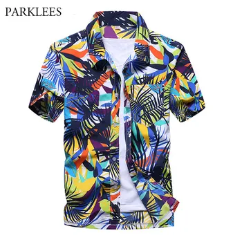 

Fashion Short Sleeve Men Hawaiian Shirt 2018 Brand New Casual Slim Fit Beach Shirts Men Holiday Party Clothing Camisa Hawaiana