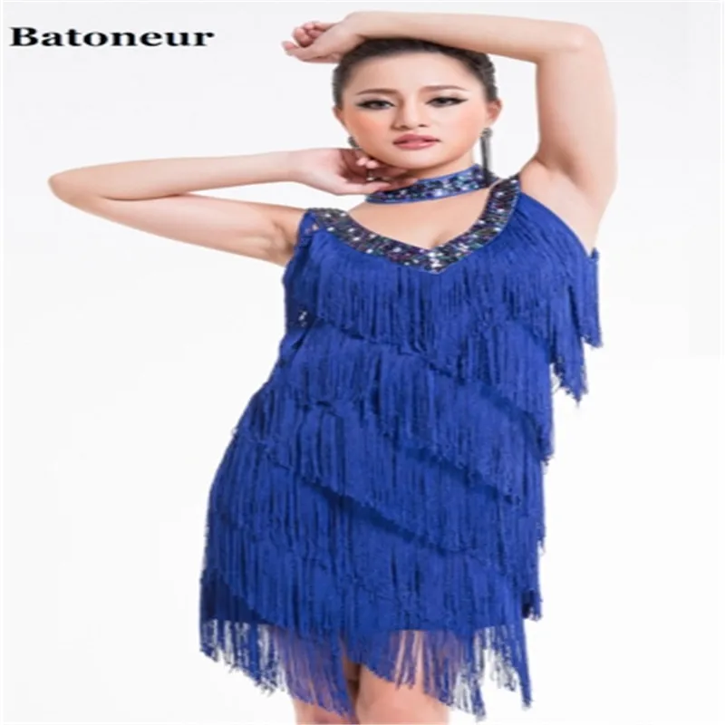 

Black 1920s Gatsby Flapper Dress Sexy Women's Beaded Sequined V Neck Fancy Fringe Dress Salsa Rumba Samba Jazz Latin Dance Dress