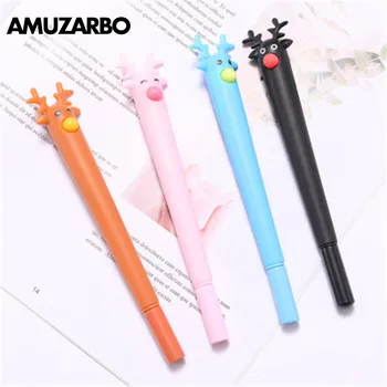 

1pcs Lovely creative cartoon Christmas elk gel neutral pen black ink pen school office stationery gift writing tool 0.5mm refill