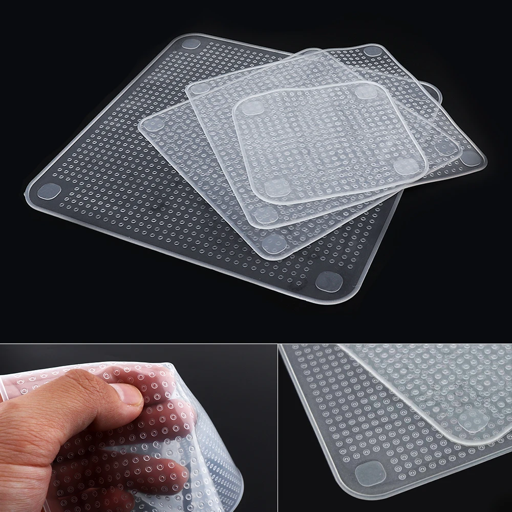 

4pcs/set Multifunction Sealing and Transparent Silicone Food Cling Film Retain Freshness for Food / Fruits / Vegetables