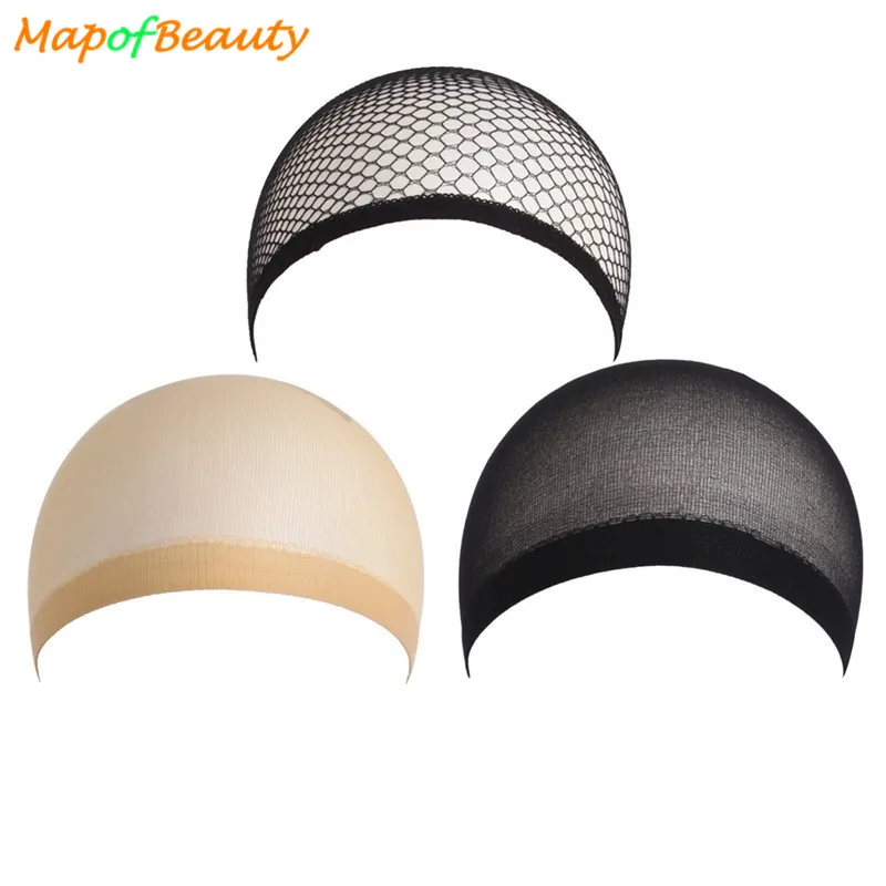 

MapofBeauty 3pcs/set Elastic Mesh Weaving Black Color Wig Cap 6 Styles Snood Stretchable Hair Net Making Caps Synthetic Hairnets