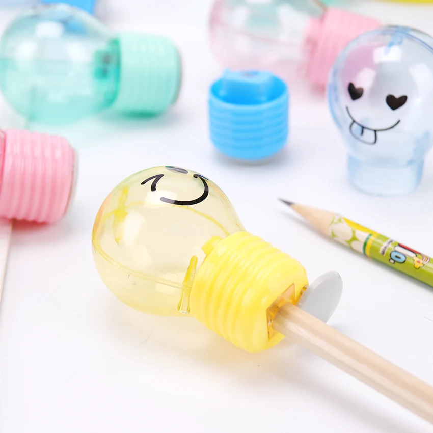 1PC Creative Bulb Pencil Sharpener Plastic Pencil Sharpener For Kids Gifts Stationery School Office Supplies