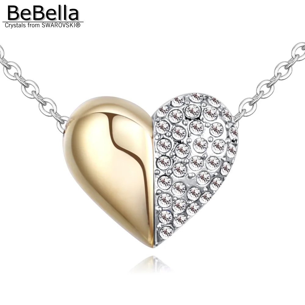 

BeBella stitching heart pendant necklaces made with Czech crystals 2018 girls Christmas gift wedding bride jewelry