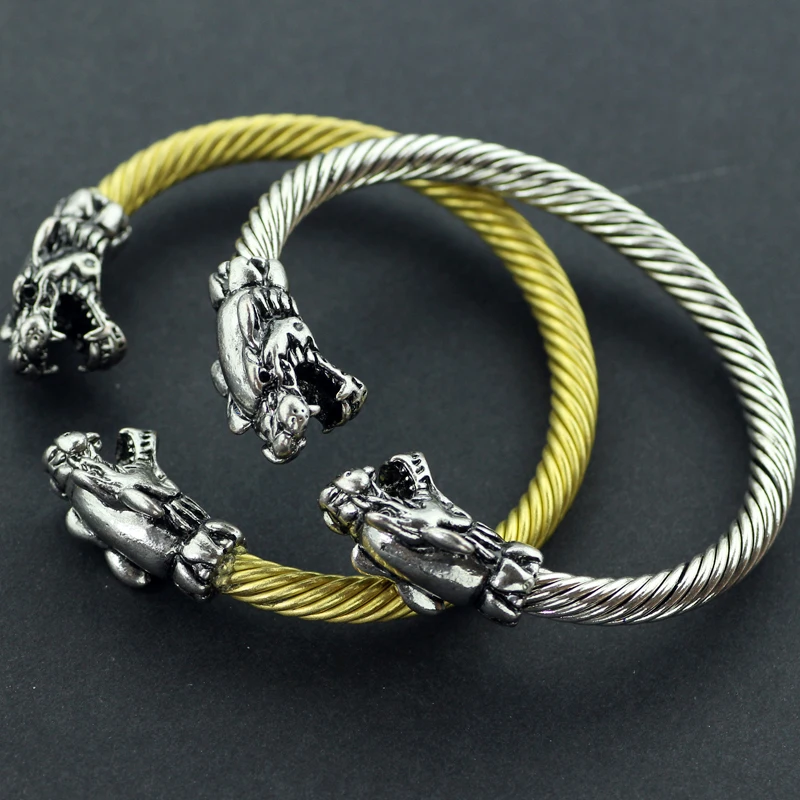 Handmade Norse Viking Wolf Head Bangles Bracelets vikings bracelets for ...