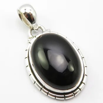 

India Unique Designed Stamp Black Onyx Pendant 3.3 cm 5.5 Grams Stone Jewelry