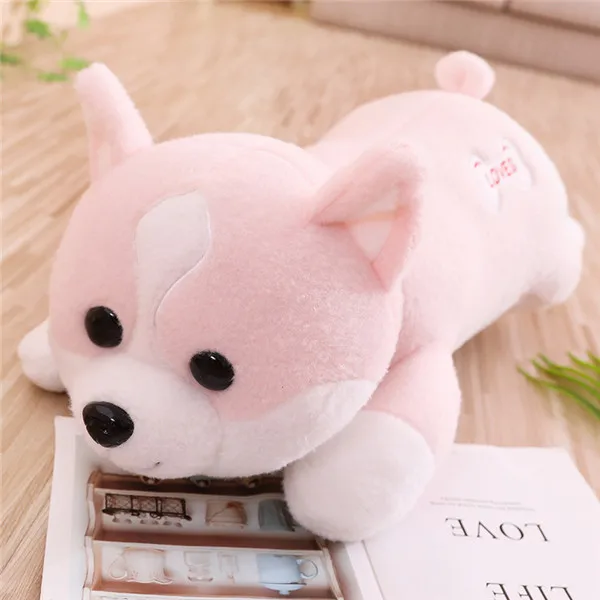 60/80cm Lovely Corgi Dog Plush Toy Stuffed Soft Animal Cartoon Pillow Best Gift for Kids Children - Цвет: Розовый