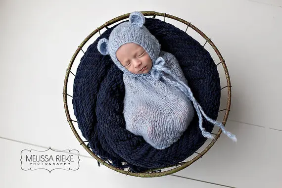 Вязаный мохеровый детский спальный мешок+ шапочка для новорожденных, реквизит для фотосессии, Пижама, спальные мешки, пеленальная одежда