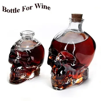 

1pcs Classic Glass Skull Bottle Creative Crystal Skull Vodka Wine Bottle 180ML/350ML Personalized Halloween Hip Flasks