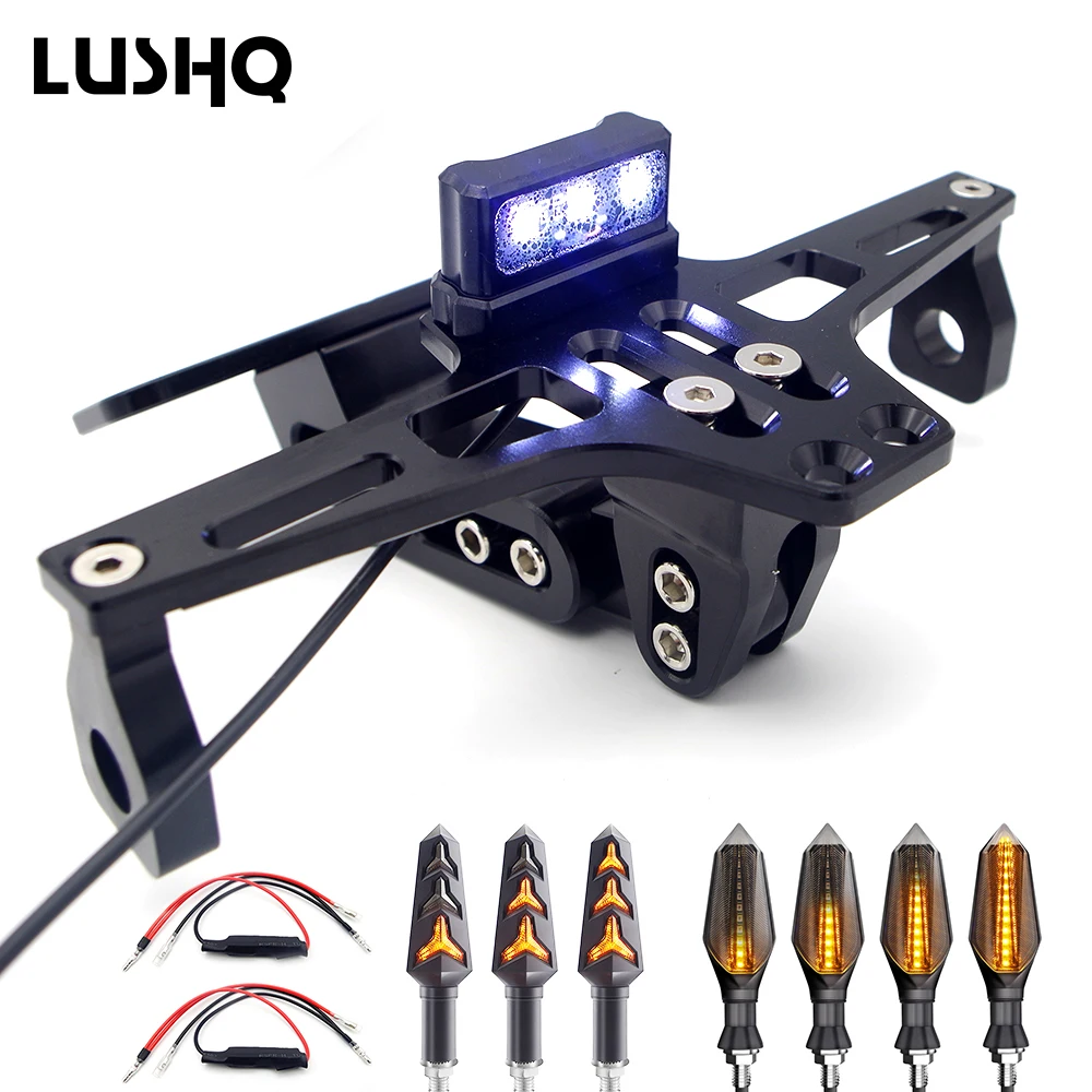 

Motorcycle LED License Plate Bracket holder CNC Adjustable for honda x-adv st1300 msx 125 grom vtx 1300 vt 750 moto 150 cb 400