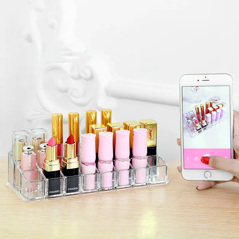 Clear Plastic Makeup organizer Lipstick Storage box Cosmetic Storage