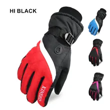 Черные водонепроницаемые лыжные перчатки-30 градусов, ветрозащитные зимние Снегоходы, сноуборд, снежные мужские и женские спортивные термальные лыжные перчатки