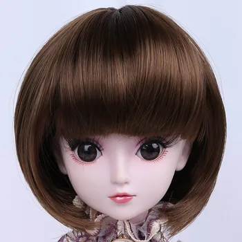 

Cateleya BJD doll wig 1/3 1/4 doll accessories Short straight hair Neat bangs Apple hair Unisex For dolls hair Light Gold brown