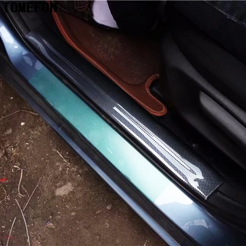 

TOMEFON 4 шт. для Mazda 3 Axela 2017 2018 автомобильные аксессуары ABS углеродное волокно автомобильный порог защитная система