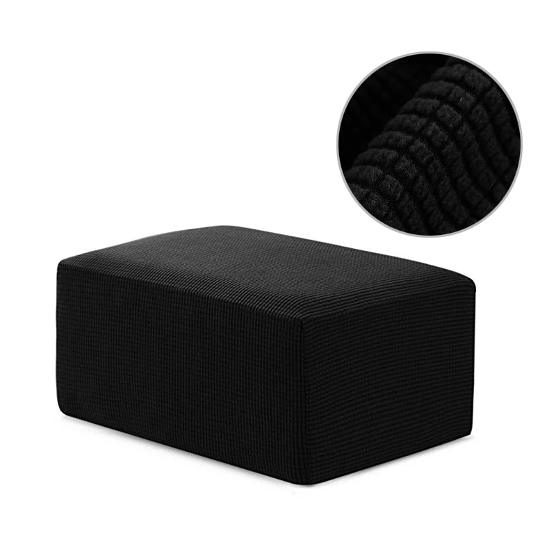 Polar Fleece Fabric Square Ottoman Cover Dust-proof Footstool Thick Slipcover 